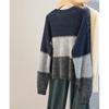 Women's V-Neck Color Block Knit Pullover Sweater