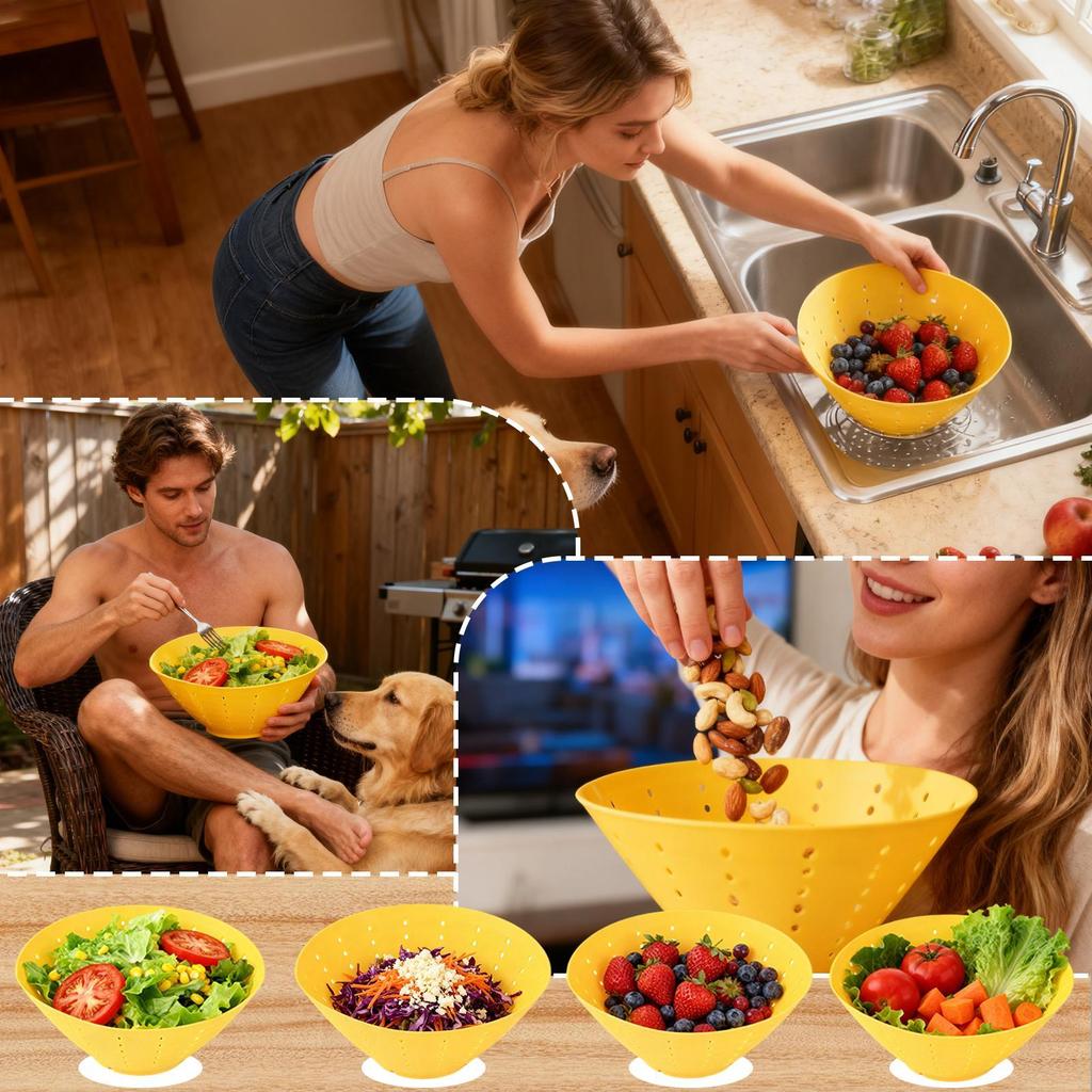 Vegetable Strainer Silicone Foldable Drainer Vegetable Wash Basket Fruit Cleaner Bowl For Salad Pasta Noodle Food Prep Garlic