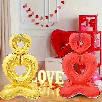 1 Pack of Standing Heart-To-Heart Valentine's Day Balloons, Standing Heart-To-Heart Foil Balloons, Suitable for Confession, Mar