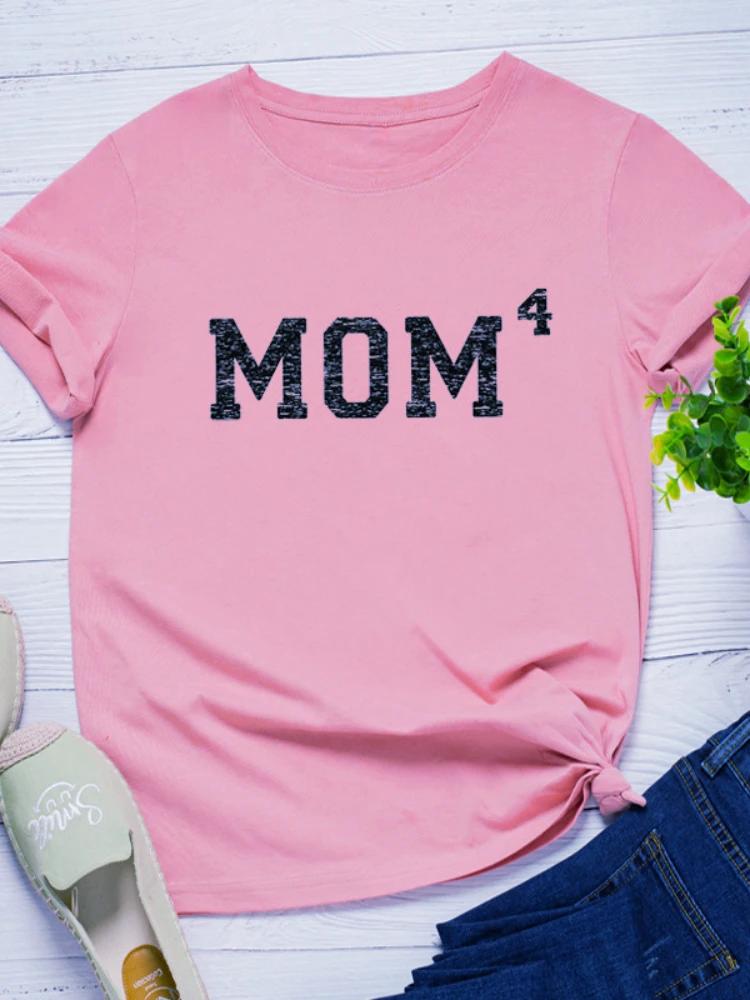 Mom 4th Power Print Women T Shirt Short Sleeve O Neck Loose Women Tshirt Ladies Tee Shirt Tops Clothes Camisetas Mujer