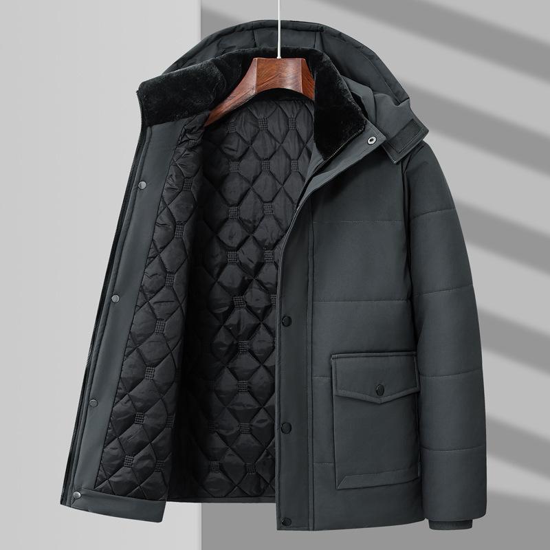 Men's Autumn Winter Parkas Fleece Cotton Thick Warm Puffer Hooded Jacket Fluffy Collar Waterproof Windbreaker Padded Coat Plus Size 8XL