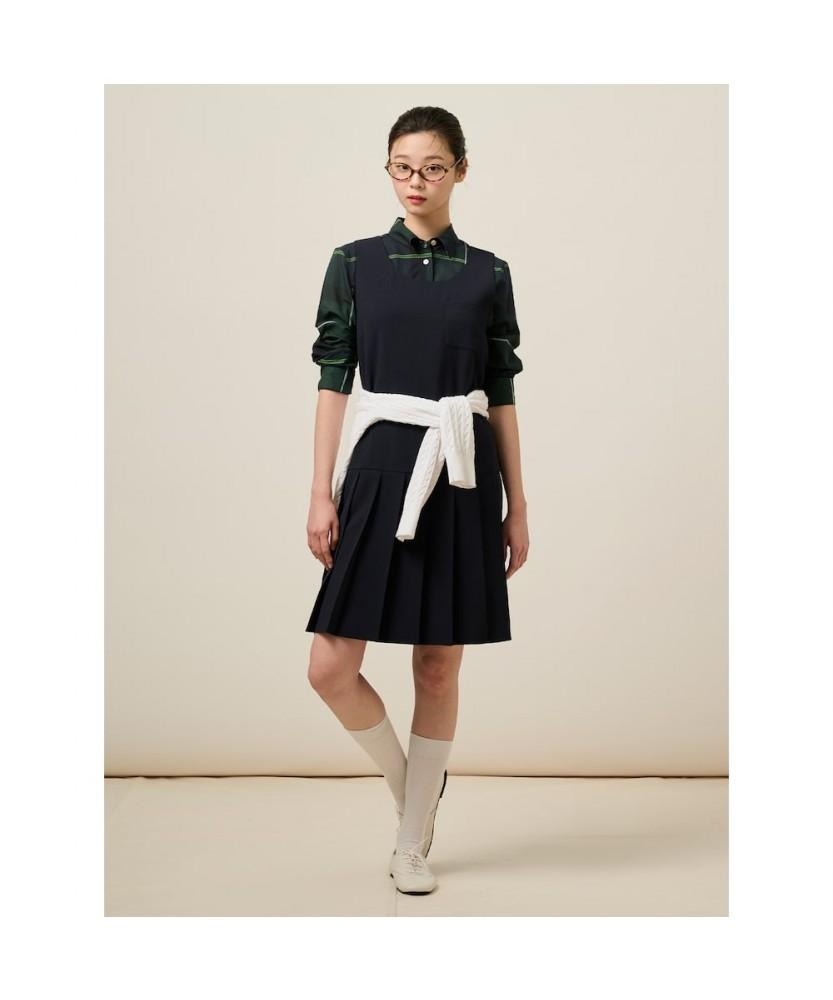 Binpolleidiseu Pleated Hem Sleeveless Dress Navy (Bf5271C01R)