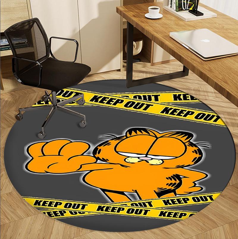 Garfield Pattern Round Rug, Indoor/Outdoor Mat, for Picnic, Gameroom, Bedroom, Office, Living Room, Home Decor Carpet, Birthday Gift