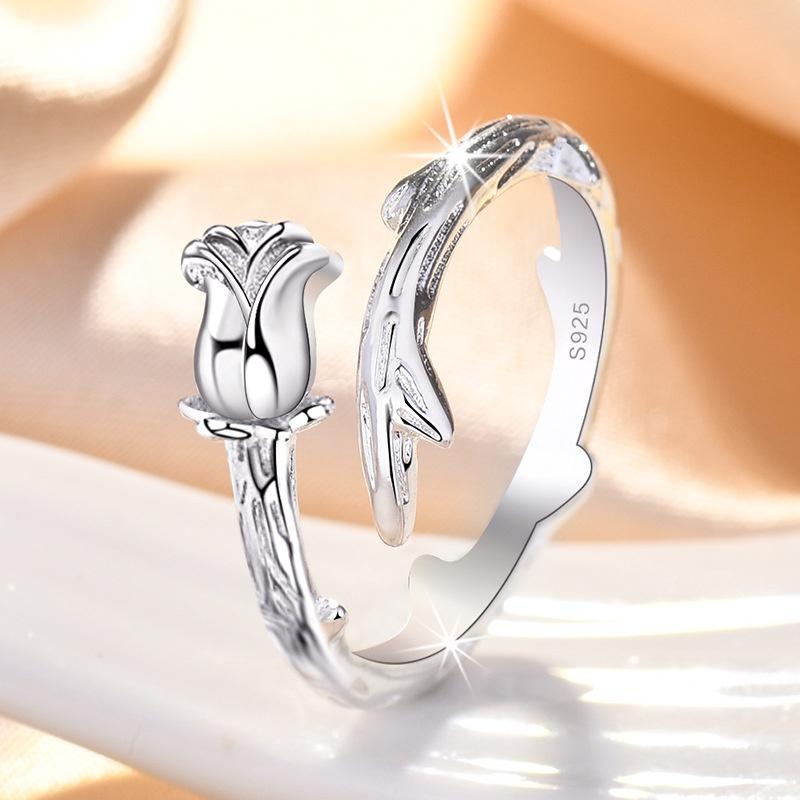 

Couple Rings Spring With Rose Design Stylish And Versatile Accessories StyleB