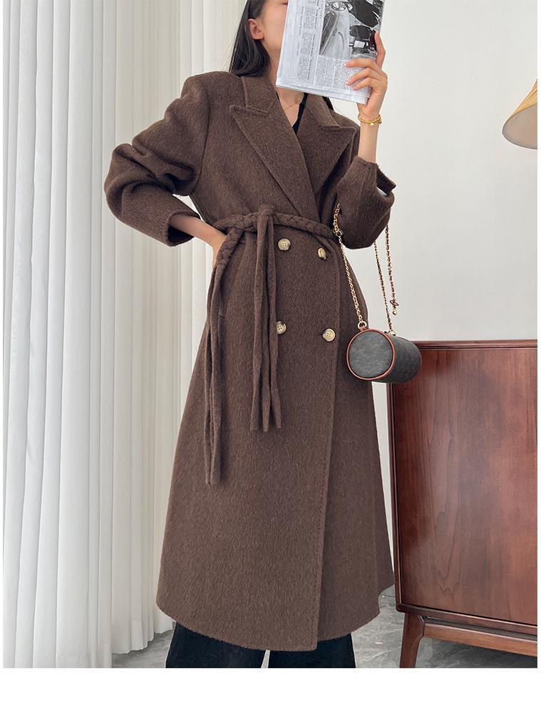 Dámský oboustranný kašmírový vlněný kabát - 2025 podzim/zima korejský módní styl.
