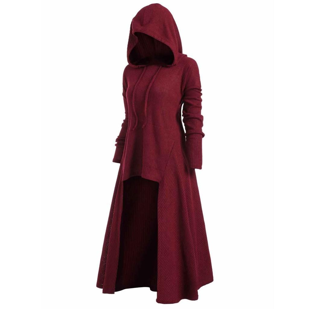 Fashionable Women's Plus Size Long-sleeved Long Hooded Retro Cape Knitted Top