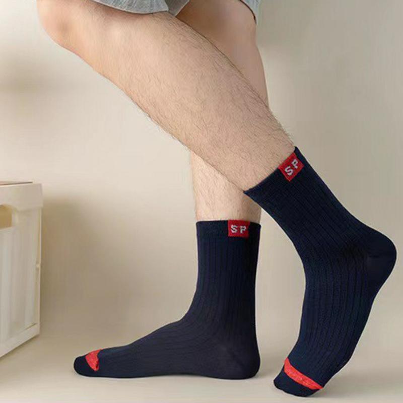 5/10/20 Pairs Men Letter Pattern Crew Socks Sweat Absorbing Odor Proof Soft Comfortable Breathable Casual and Neutral Socks
