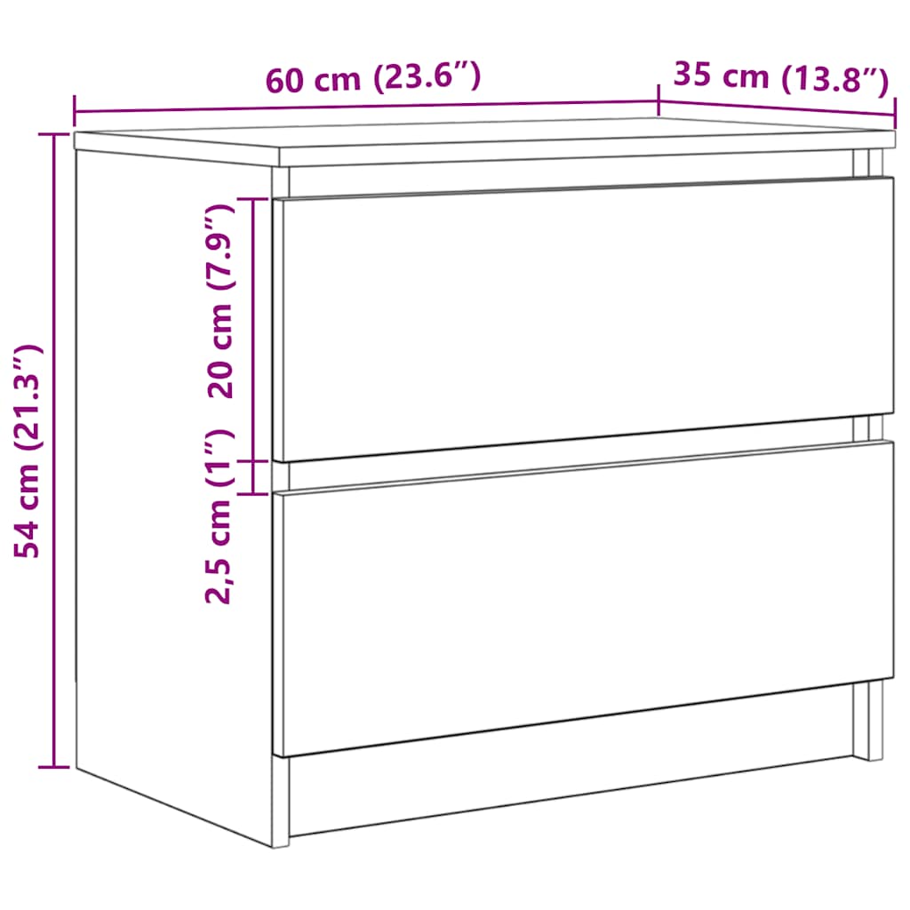TV Cabinet in Artisan Oak Finish 60 x 35 x 54 cm Particleboard