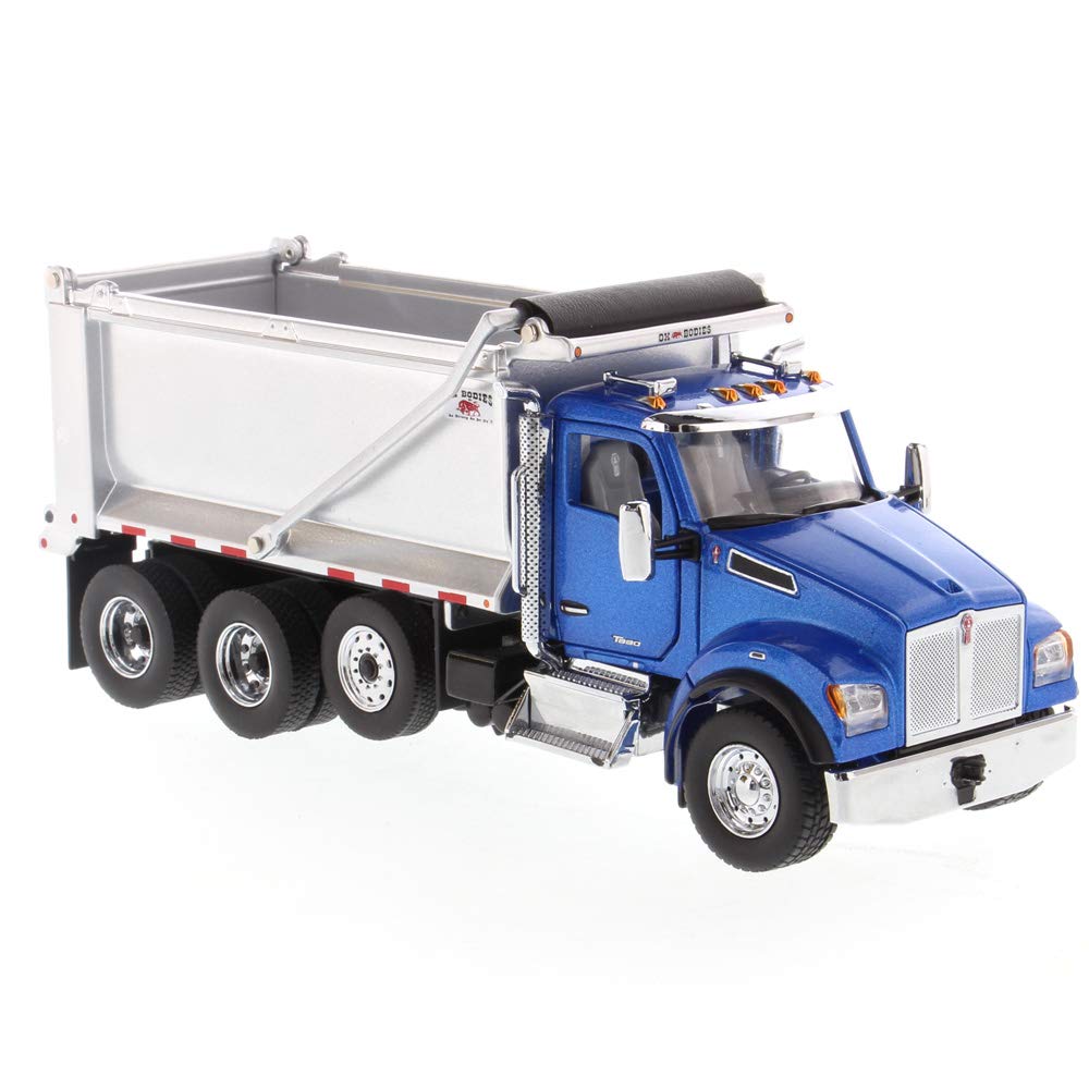 DIECAST MASTERS Kenworth T880 SF OX Stampede Dump Truck Metallic Blue/Silver