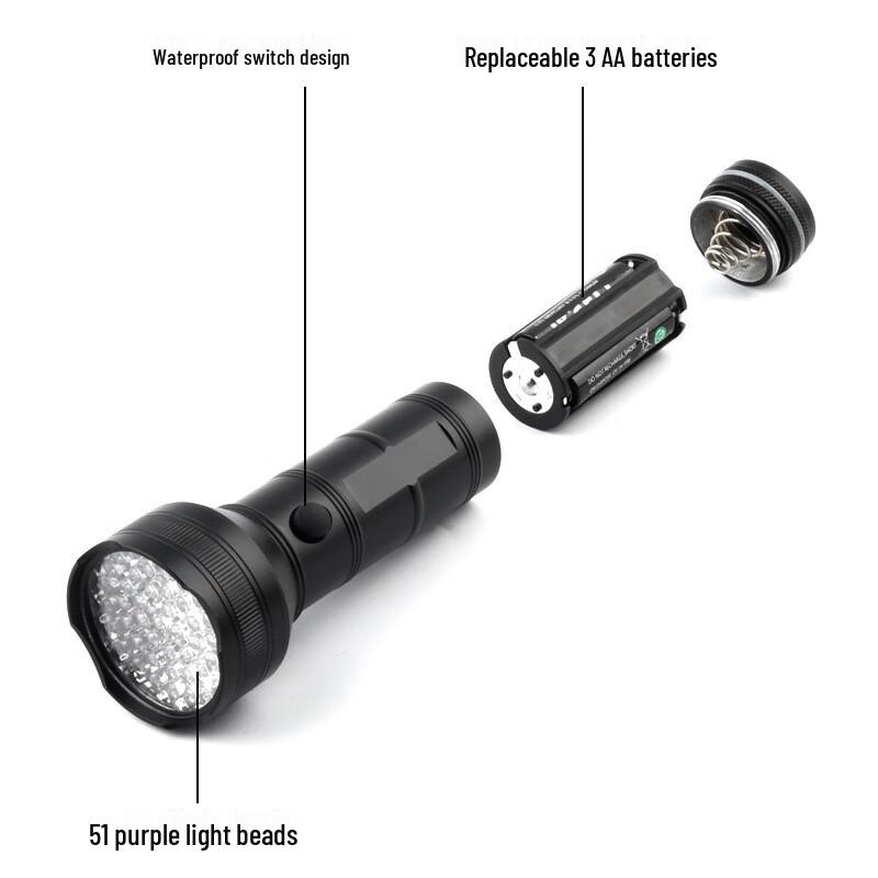 UOSU 51-LED 395nm UV Ultraviolet Blacklight Flashlight