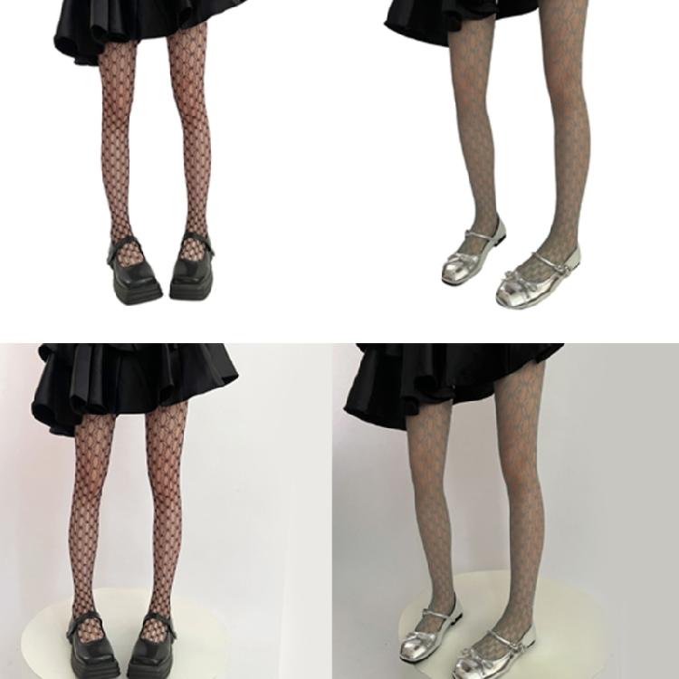 Hollowed Out Fishnet Hosiery Tights with Geometric Circle Pattern Aesthetic See Through Pantyhose Stockings for Women