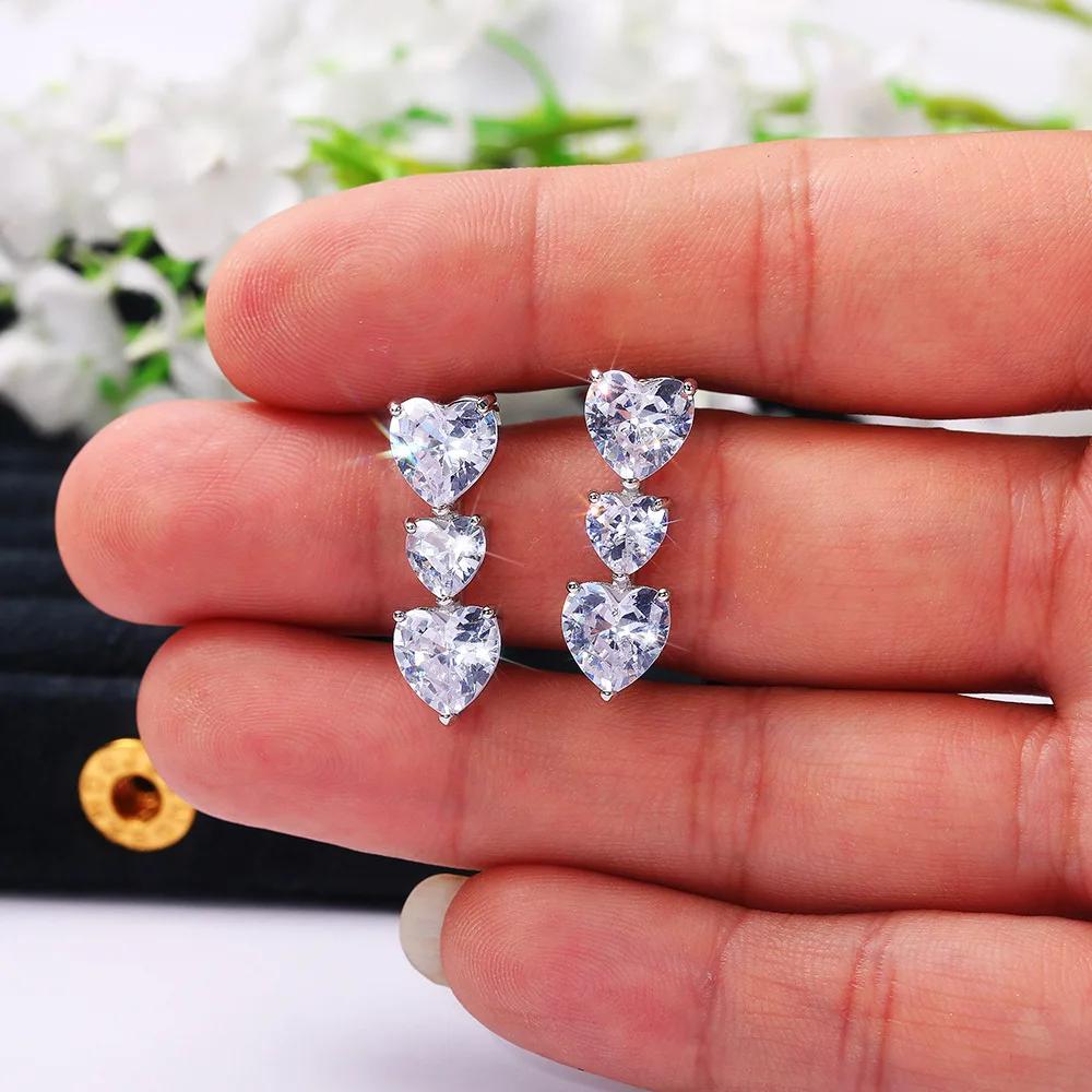 New Crystal Pendant Earrings with Zirconia Gorgeous Girls' Wedding Party Fashion Jewelry Light Luxury Personalized