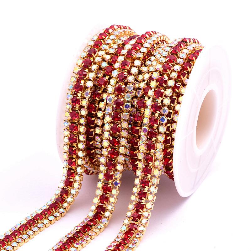 

3 ряда из двух маленьких и одной большой золотой нижней цепочки с когтями, стразы, интенсивные декоративные аксессуары для одежды своими руками ss8+ss16