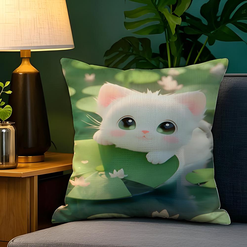 Sunny spring day leisurely cat Pillow Case Natural Linen Pillow Case DoubleSided Decor Sofa Pillowcase Home Decor