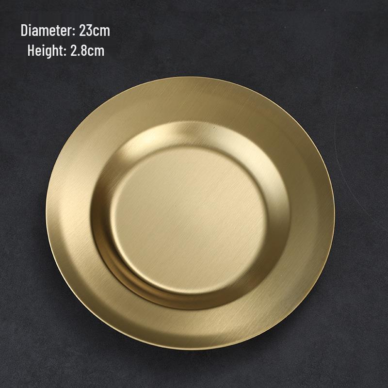 Korean Stainless Steel BBQ Gold Cutlery Round Plate