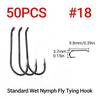 50PCS Standard Wet Nymph Fly Tying Hook Ultra Sharp Hooks for Wet Flies Copper John Fly Trout Fishing Lures #8-#18
