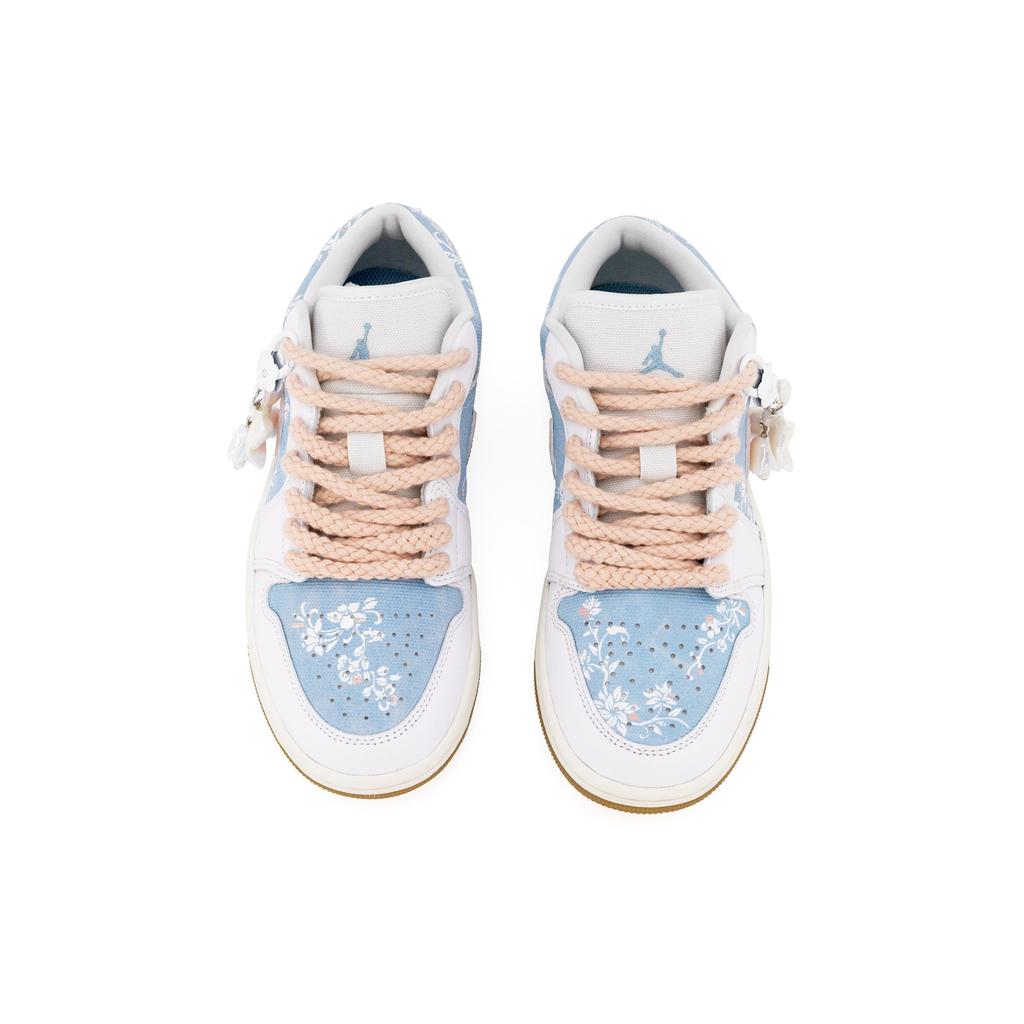 Jordan Air Jordan 1 Cushioning Slip Resistant Abrasion Resistant Vintage Basketball Shoes Women's White Blue HQ2004-400(Team-)-Random Packaging Bags