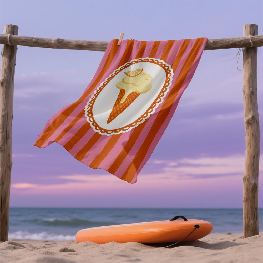 Vintage Zitronen-Eis-Kompakt-Reise-Strandtuch Super Saugfähig Sandresistent, Mikrofaser für Schwimmen Camping Yoga