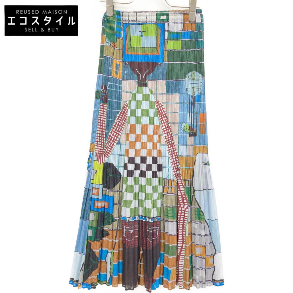 PLEATS PLEASE PP14-JG145 Multicolor Gradient Pleated Long Skirt skirt 2 multicolorUsed