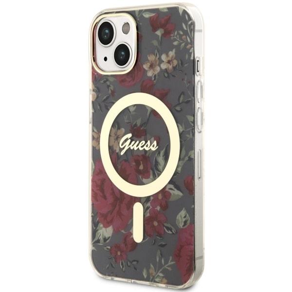 Etui Do iPhone 14 Plus Guess Flower MagSafe Zielone