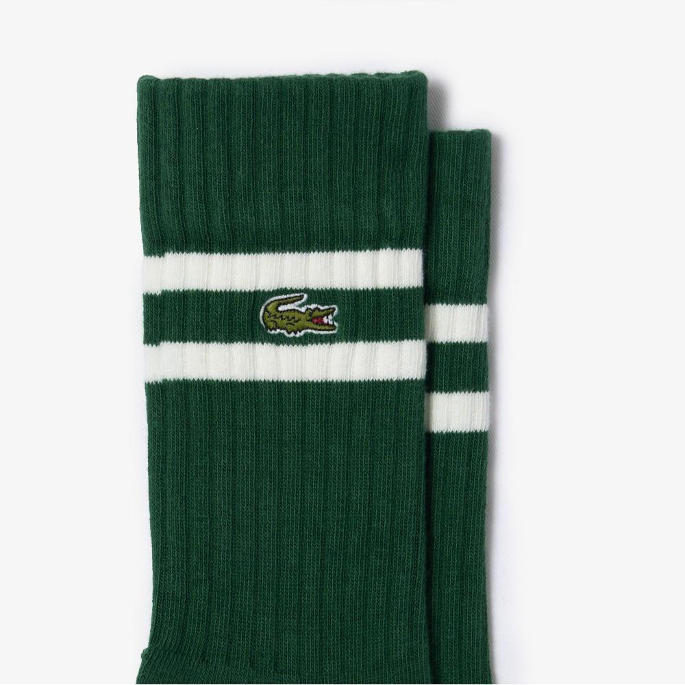[lacoste] Unisex Striped Tipping Socks 2-Pair Bundle RA6842-56GYRR