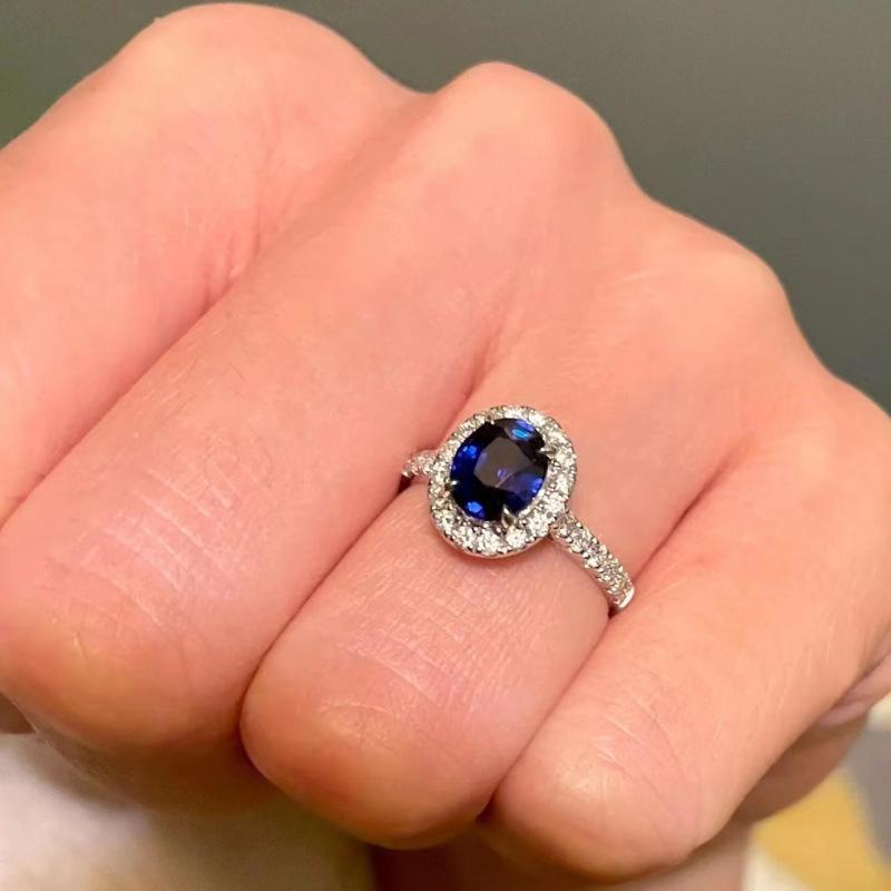 Adjustable Sapphire and Tanzanite Ring for Women - Unique Colored Gemstone Design Inspired by Internet Celebrities Open Adjustable