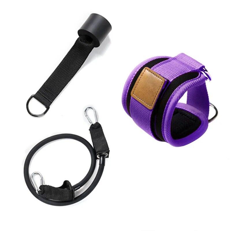 

Спортивные ремни на щиколотке, набор для кабельной машины, поддержка ног для фитнеса, мягкие D-образные манжеты на щиколотке, ремень для тренировки в тренажерном зале, ягодичный шкив Purple Set