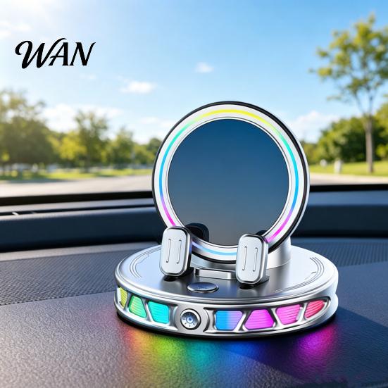 Car Phone Holder with Light Wireless Charging Mount RGB Ambient 15W Fast Stand Magnetic Charger Vacuum Suction Cellphone Accessories