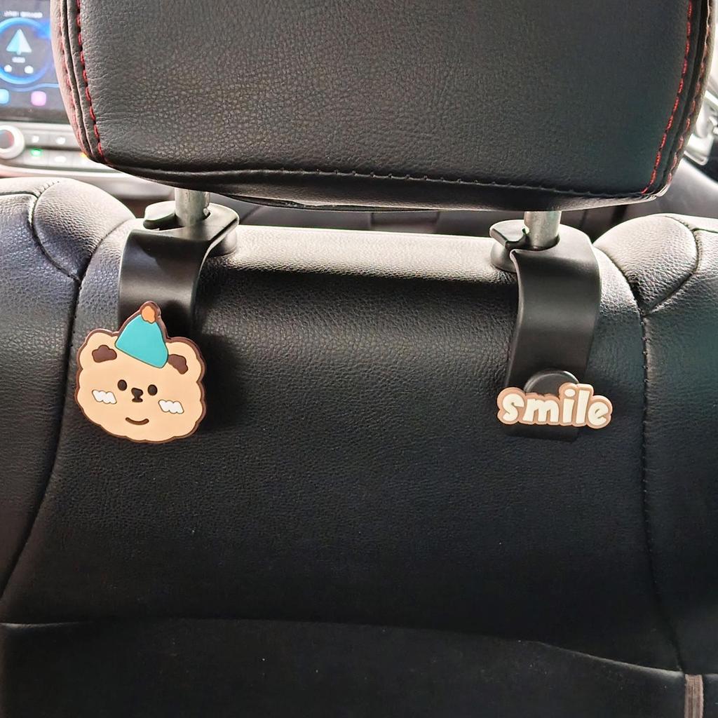 Universal Cute Cartoon Car Seat Back Hook - No Installation, Multipurpose, Strong Load Bearing