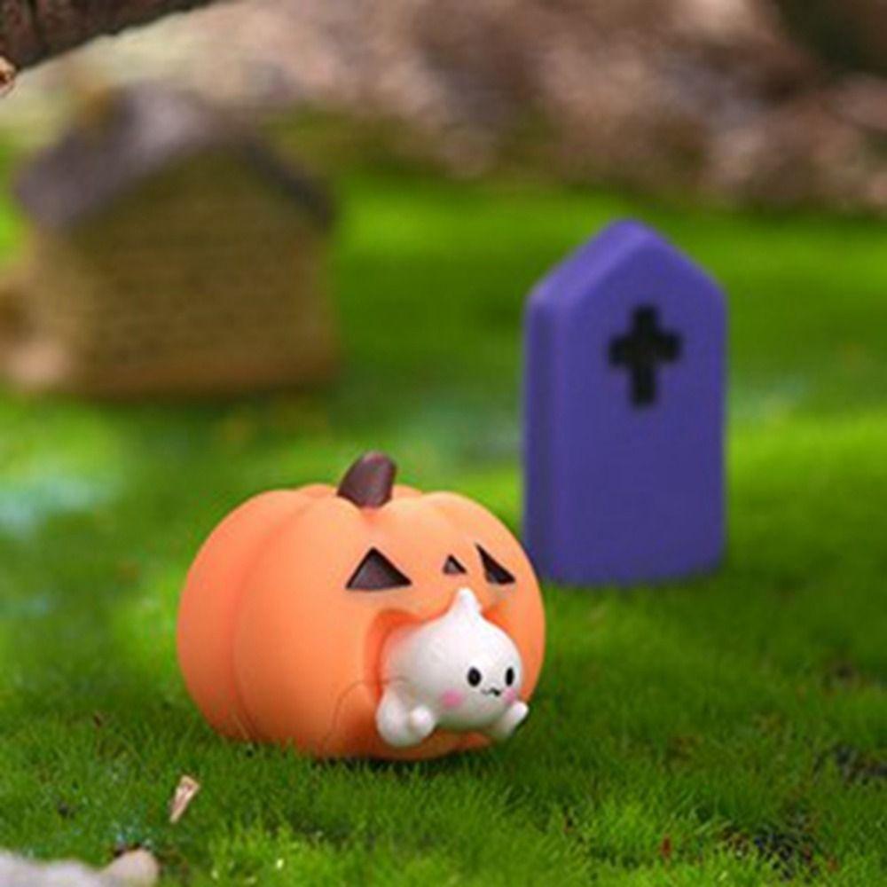 3D Halloween Small Ornaments Cute Ghost Candlestick Ornaments Halloween Ghost Tombstone Outdoor