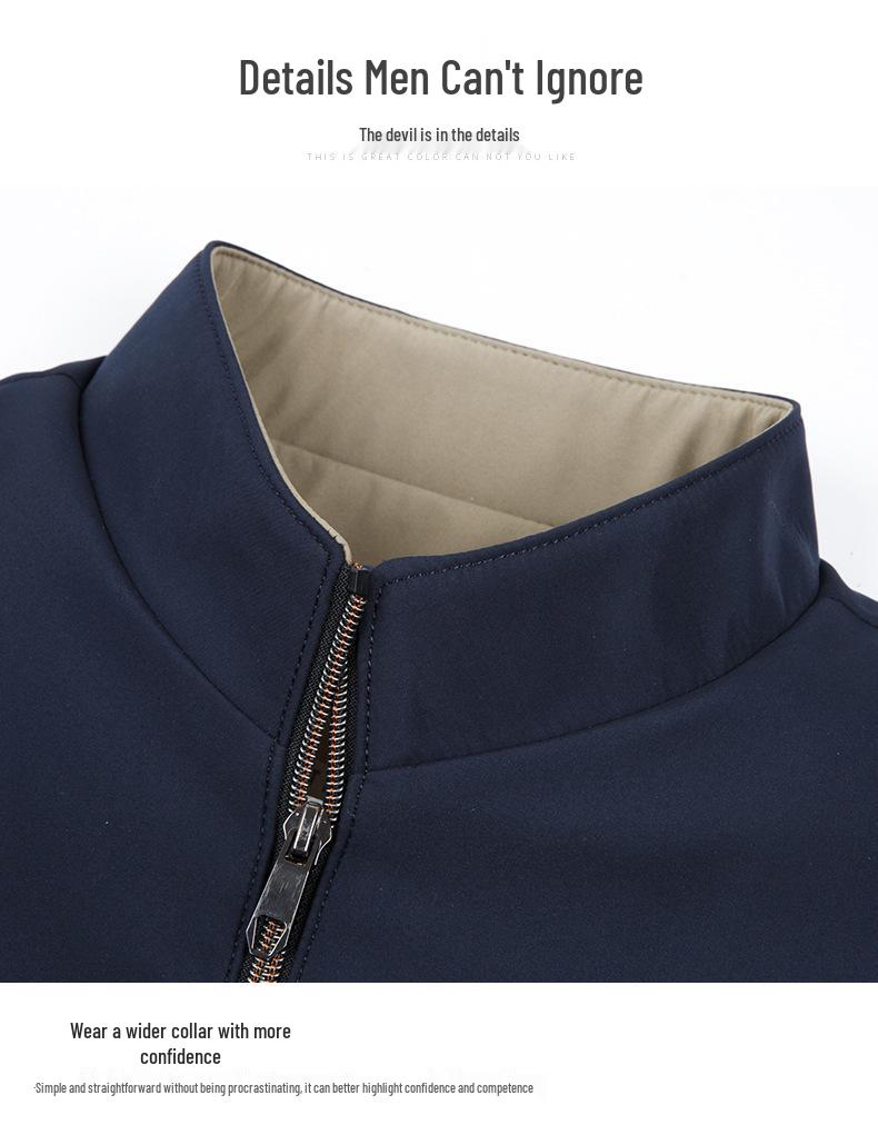 Men's Winter Cotton Jacket: Thickened, Stand Collar, Business Casual, Middle-Aged Dad's Outerwear.