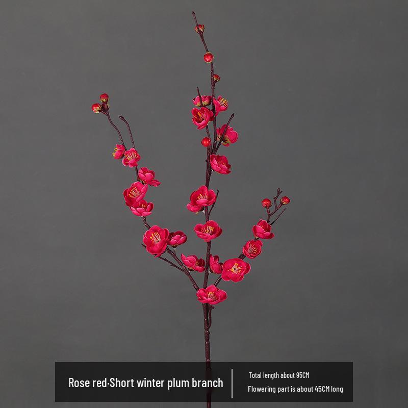 Artificial Plum Blossom Branch Decor - Winter Peach & Dried Flower Bouquet for Living Room, Chinese Home Decoration
