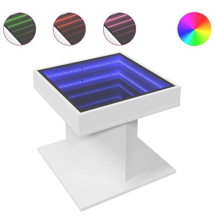 VidaXL Table basse avec LED blanc 50x50x45 cm bois d'ingénierie, table d'appoint, table de salon, table latérale, bout de 847560