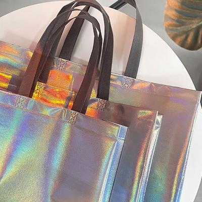 1Pcs Durable Storage Pouches Non-woven Tote Bag Gift Bag Large Capacity Shopping Bag Laser Clothing Store Shoulder Bag