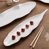 Leaf Shaped Ceramic Dining Plate White Long Fish Plates Sushi Plate Dim Sum Dish Fruit Plates Snack Bowl Sting Disc Cake Tray
