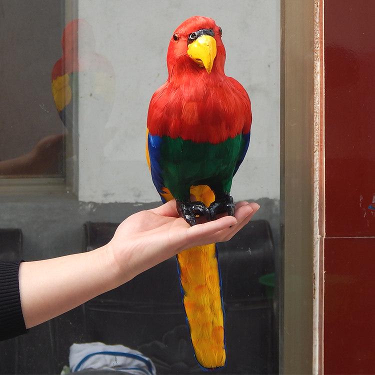 Colorful Large Parrot Decorative Ornament with Feathers
