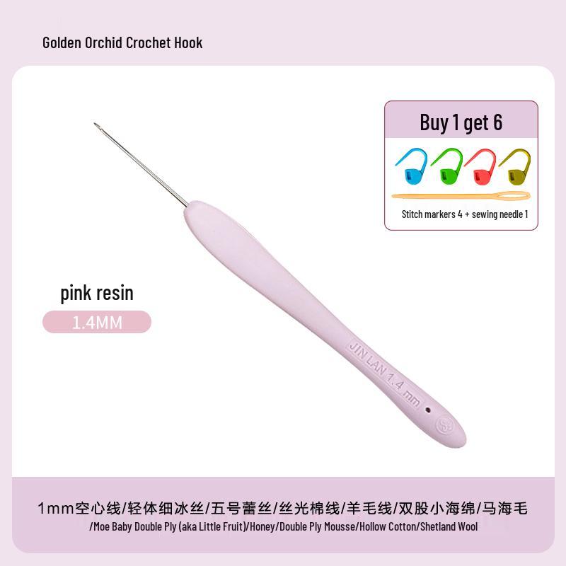 Soft Grip Resin Crochet Hook with Hand-Polished Stainless Steel Needle for Doll and Wool Knitting