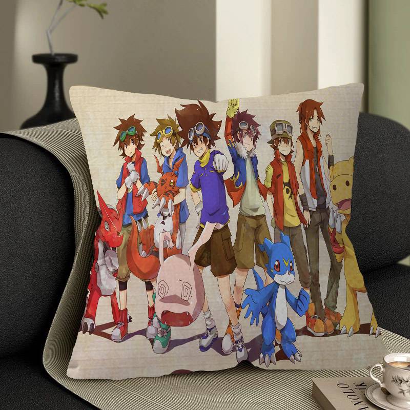 Cartoon B-Digimon Pillow Covers Cartoon Sofa Decorative Home Double-sided Printing Short Plush Cute Cushion Cover