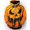 3D Print Halloween Pumpkin Hoodie For Men Skeleton Hand Pattern Long Sleeve Tops Casual Sweatshirt Street Pullover Loose Hoodies