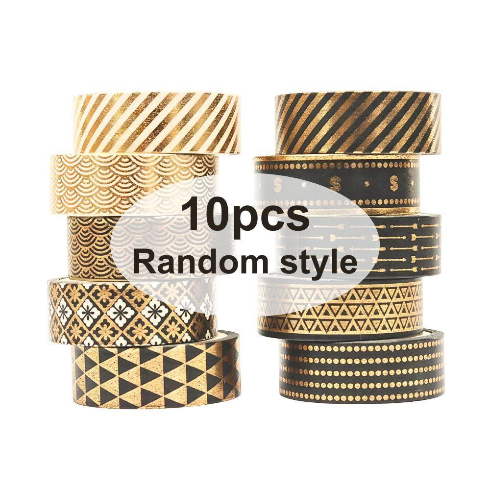 5/10pcs Black Gold Paper Tape DIY Gift Packaging Thin Gold Foil Printed Decoration Fashion Office Supply Stationery YMY