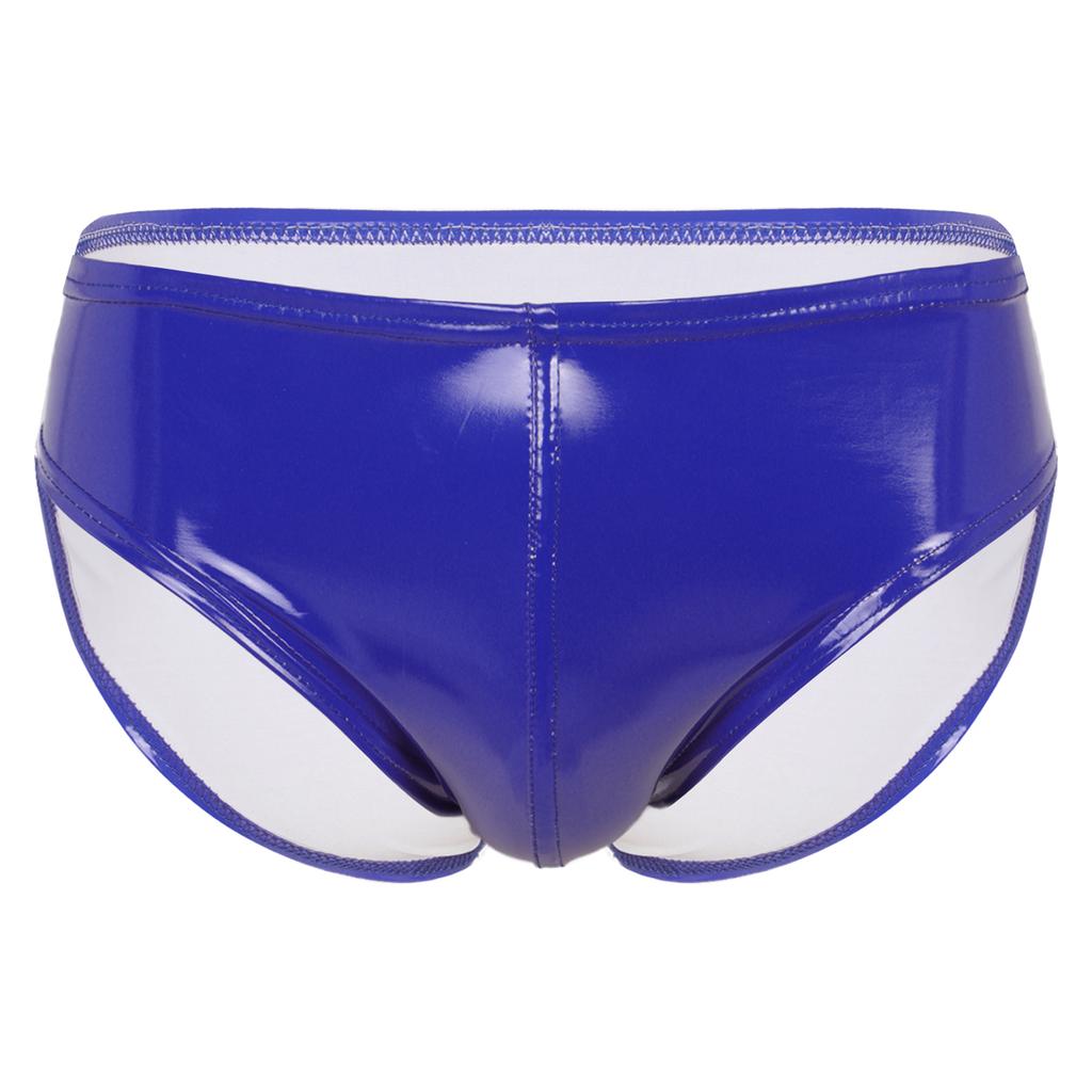 Mens Patent Leather Wet Look Briefs Elastic Waistband Underpants Underwear Club Pole Dancing Wear