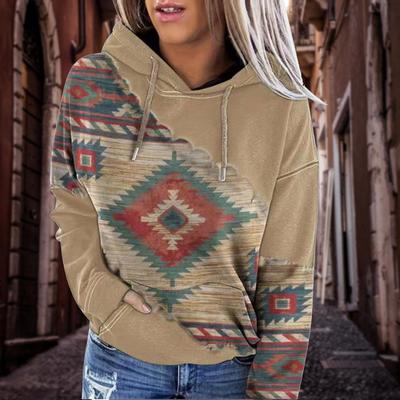 Frauen Herbst Frühling Hoodie Vintage Print Kordelzug Lose Pullover Mit Kapuze Langarm Weiche Casual Tasche Farbecht Dame Top