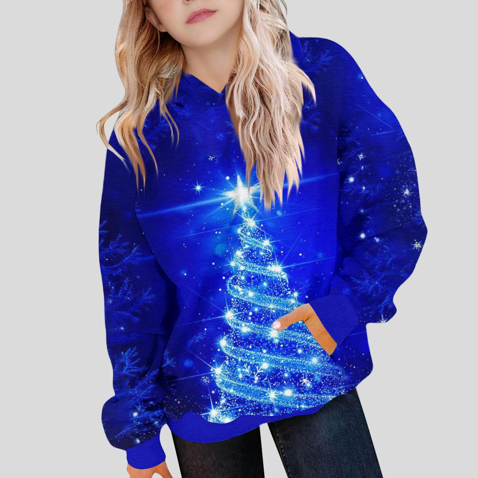 

Дитячий світшот для дівчаток градієнтного кольору з довгим рукавом, капюшоном і кишенею 100 синій