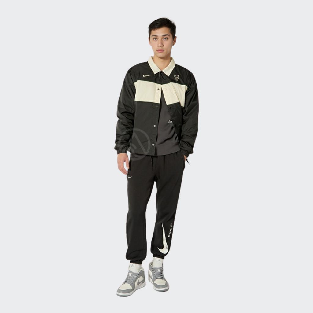 Nike NBA Logo Print Colorblock Collar Jacket Men Outerwear Black DR2339-010