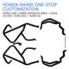 Honda NX400 Crash Protection: Upper & Lower Bars, Main Stand, Rear Rack, Large Side Bag Modification.