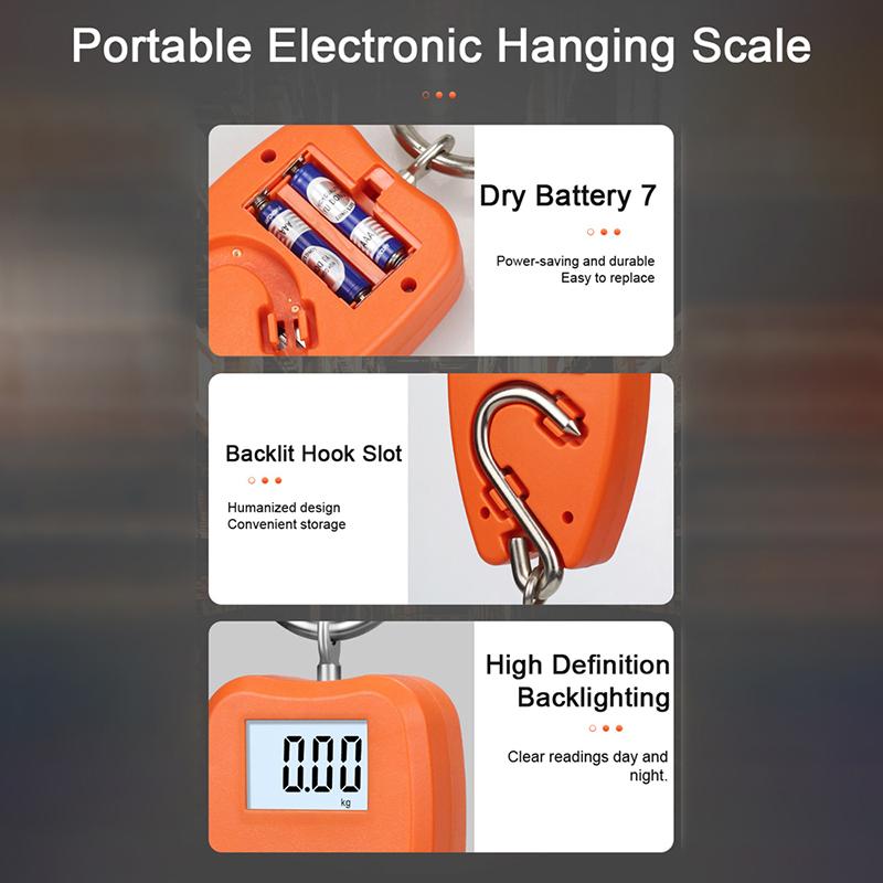 200Kg Electronic Luggage Scale Portable Digital Hanging Scales Lcd Display Travel High Accurate Handheld Weighing Tool