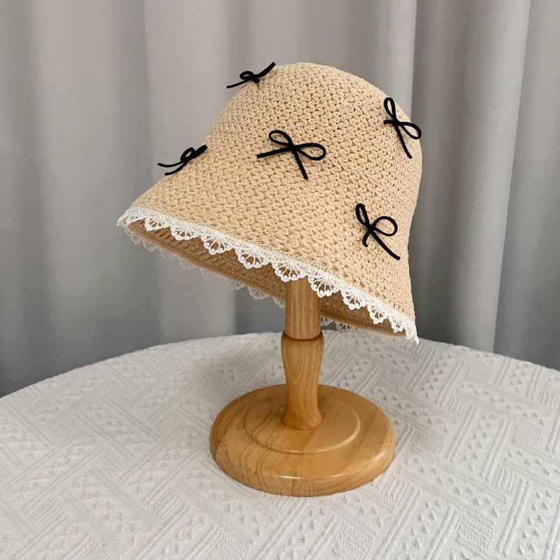 

Spring Summer Fisherman Hat Classic Style Knitted Hat Women s Bucket Hat Easiest for Match Bows Fashion Casual Breathable Bucket Hat 8823-khakis