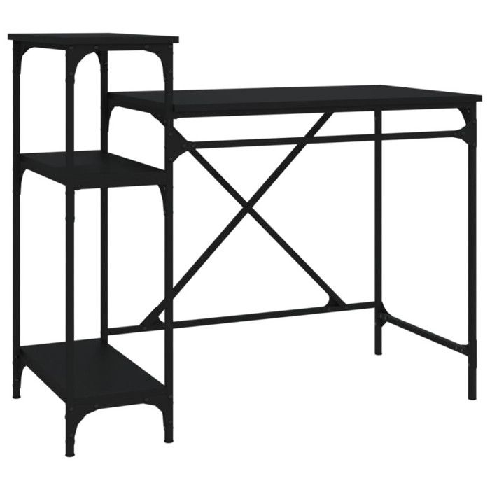 VidaXL Bureau avec étagères noir 105x50x90 cm bois d'ingénierie et fer 826714