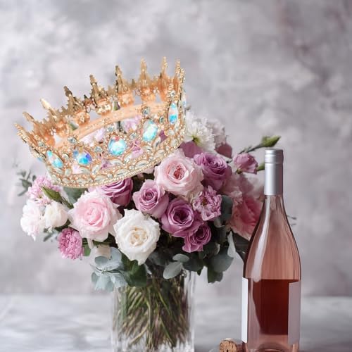 Vintage Round Bridal Hair Accessories Rhinestone Crown Wedding Decoration Women Tiara Queen Crown Birthday Cake Topper Girl Princess Crown Adult