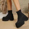 Fashion Fashion Chunky Platform Wedge Heel Ankle Boots Women 2025 Sexy Super High Heel Modern Suede Skinny Boots Thicken Bottom Shoes